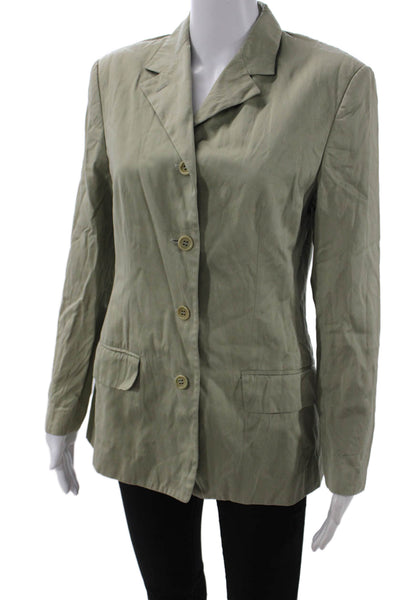 Barneys New York Womens Cotton Four Buttoned Blazer Light Green Size 44