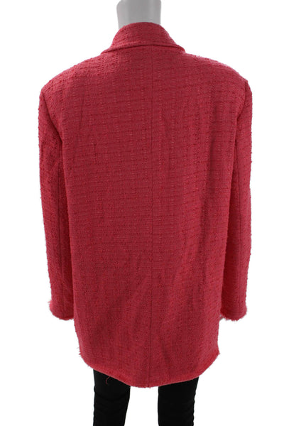 Zara Womens Woven Look Double Breasted Blazer Jacket Pink Size M