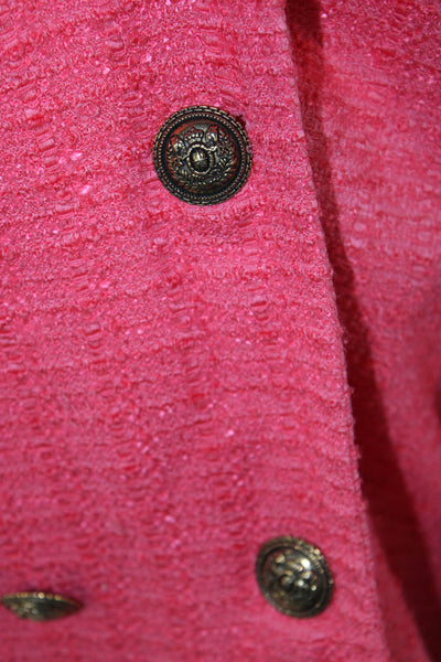 Zara Womens Woven Look Double Breasted Blazer Jacket Pink Size M