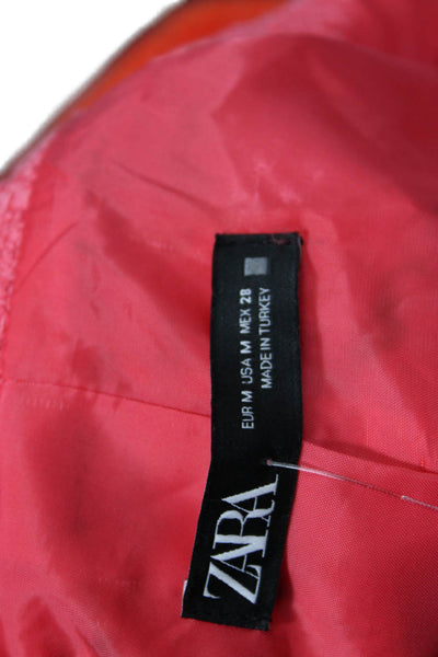 Zara Womens Woven Look Double Breasted Blazer Jacket Pink Size M