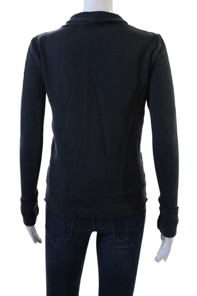 Improvd Womens Button Front Long Sleeve Mock Neck Jacket Navy Cotton Size XS