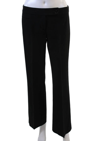 BCBGMAXAZRIA Womens Zipper Fly Mid Rise Pleated Wide Pants Black Size 2