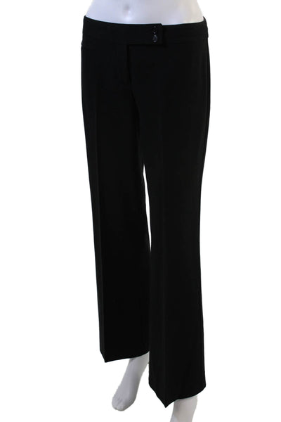 BCBGMAXAZRIA Womens Zipper Fly Mid Rise Pleated Wide Pants Black Size 2