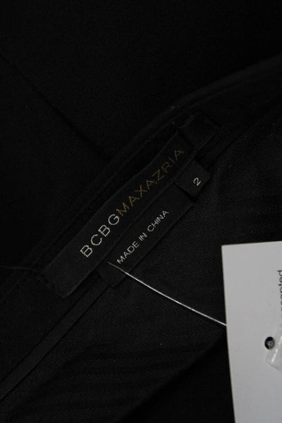 BCBGMAXAZRIA Womens Zipper Fly Mid Rise Pleated Wide Pants Black Size 2