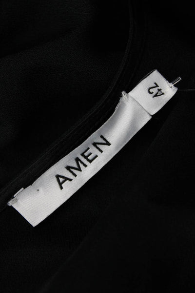 Amen Womens 3/4 Sleeve V Neck Ruched Sequin Mini Dress Black Multi Size IT 42
