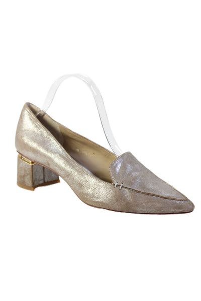 Enzo Angiolini Womens Leather Pointed Toe Debbie Pumps Beige Size 8 Medium