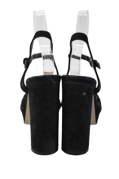 Steve Madden Womens Suede Slingbacks Kierra Sandal Heels Black Size 8 Medium