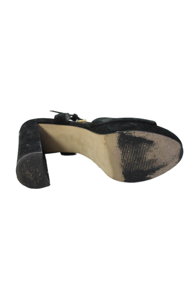 Steve Madden Womens Suede Slingbacks Kierra Sandal Heels Black Size 8 Medium