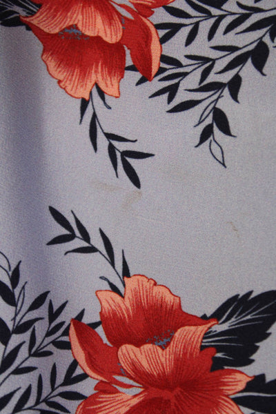 Parker Womens Floral Wrap Top Blue Size M