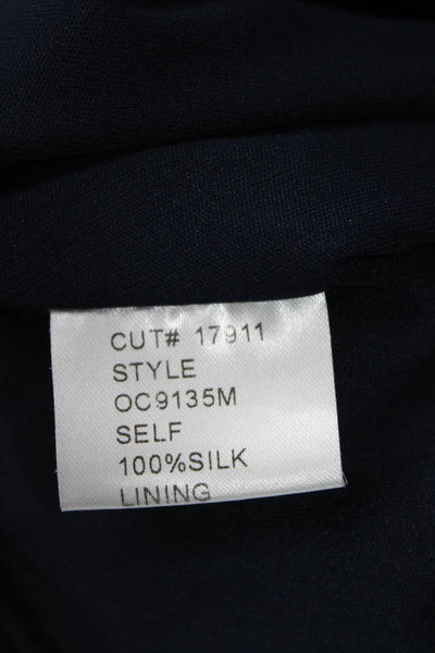 Tadashi Womens Textured V-neck Ruched Sleeveless Midi Dress Navy Size 14