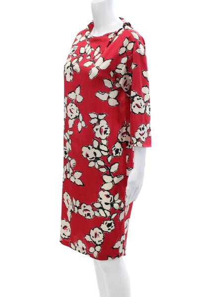 Zara Basic Womens Floral Print Buttoned High Neck A-Line Dress Red Size XS