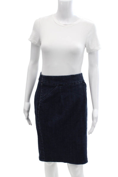 J Crew Womens Cotton Stretch Elastic Waist Medium Wash Pencil Skirt Blue Size 4