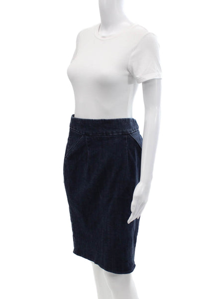 J Crew Womens Cotton Stretch Elastic Waist Medium Wash Pencil Skirt Blue Size 4
