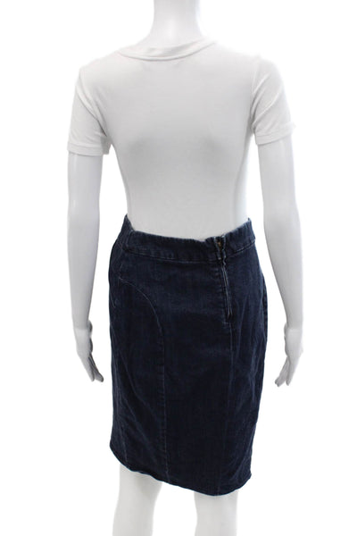 J Crew Womens Cotton Stretch Elastic Waist Medium Wash Pencil Skirt Blue Size 4