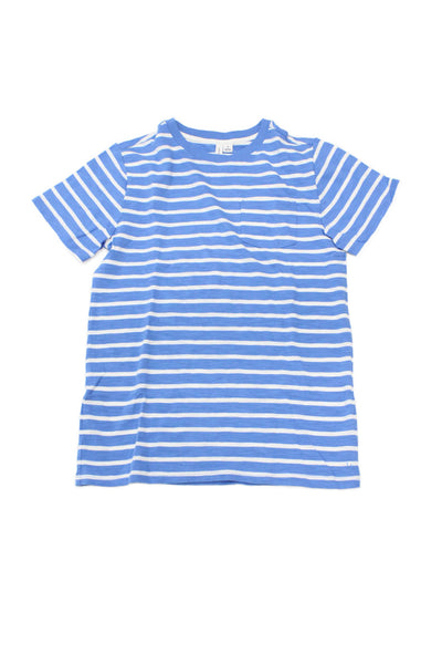 Janie and Jack Boys Cotton Striped Print Short Sleeve T-Shirt Blue White Size 16