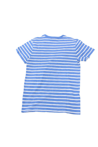 Janie and Jack Boys Cotton Striped Print Short Sleeve T-Shirt Blue White Size 16