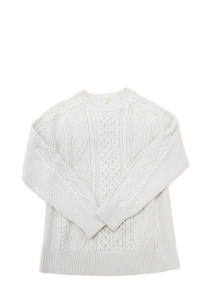 Crewcuts Boys Cotton Long Sleeve Pullover Cable Knit Sweater White Size XL