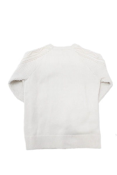 Crewcuts Boys Cotton Long Sleeve Pullover Cable Knit Sweater White Size XL