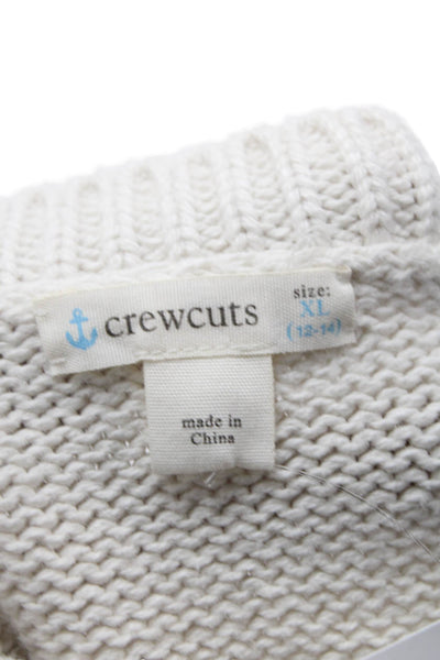 Crewcuts Boys Cotton Long Sleeve Pullover Cable Knit Sweater White Size XL