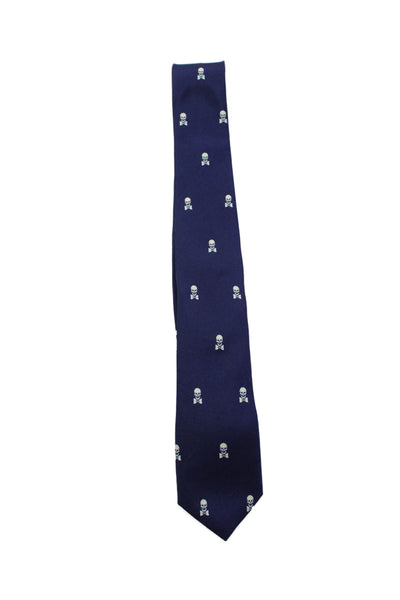 Crewcuts Boys Silk Graphic Print Classic Necktie Navy Blue White O/S