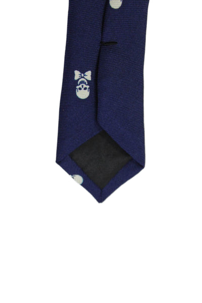 Crewcuts Boys Silk Graphic Print Classic Necktie Navy Blue White O/S