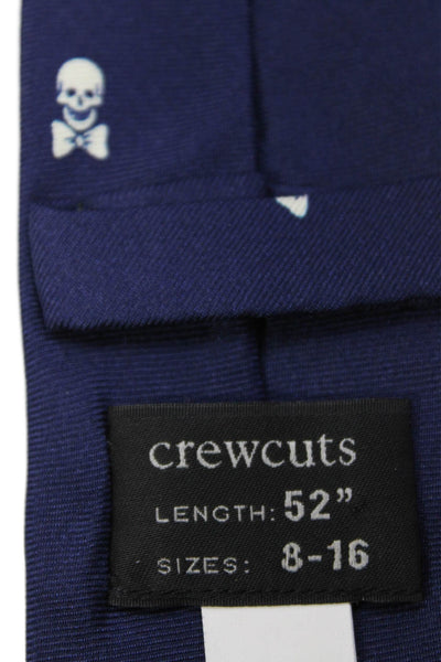 Crewcuts Boys Silk Graphic Print Classic Necktie Navy Blue White O/S
