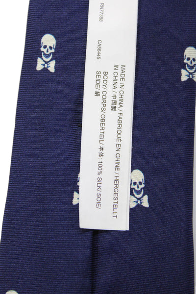 Crewcuts Boys Silk Graphic Print Classic Necktie Navy Blue White O/S