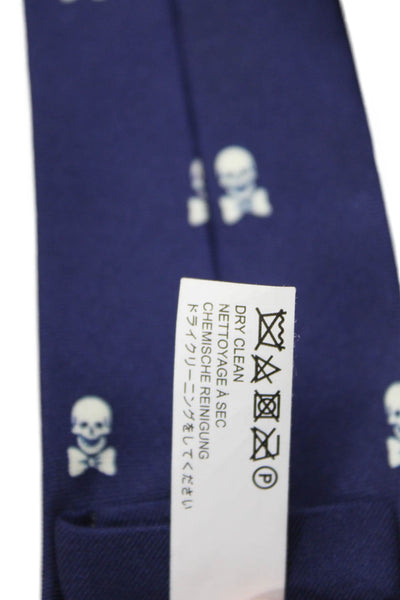Crewcuts Boys Silk Graphic Print Classic Necktie Navy Blue White O/S