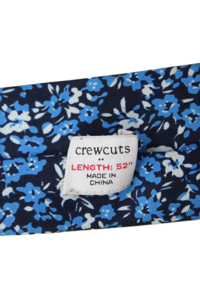 Crewcuts Boys Floral Print Classic Slim Necktie Blue White O/S