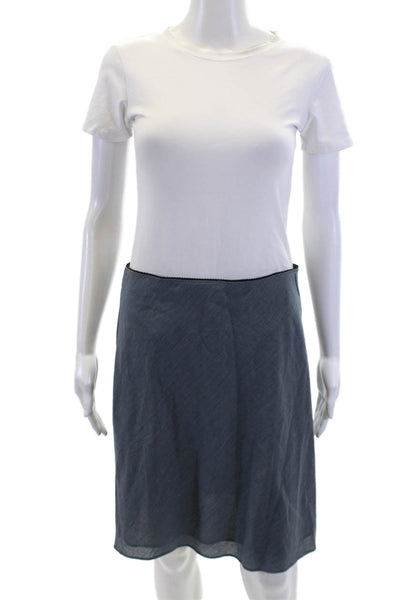 J Crew Womnes Pull On A Line Skirt Blue Wool Blend Size Small