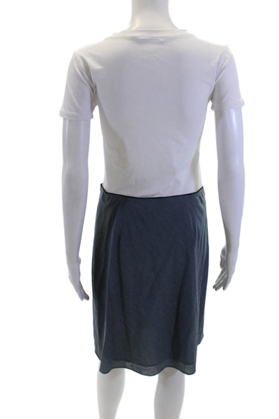 J Crew Womnes Pull On A Line Skirt Blue Wool Blend Size Small