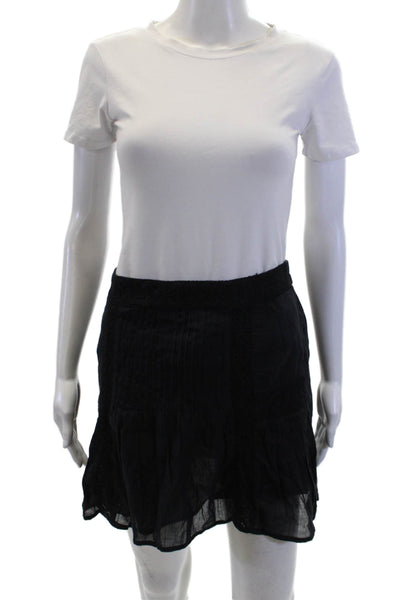 MNG Womens Embroidered Pull On A Line Skirt Black Cotton Size Medium