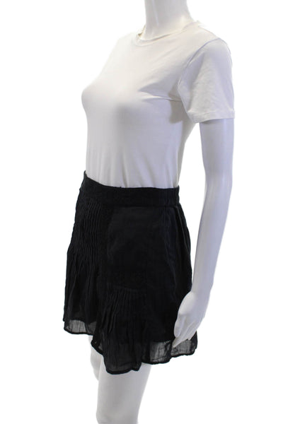 MNG Womens Embroidered Pull On A Line Skirt Black Cotton Size Medium