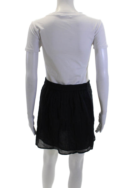MNG Womens Embroidered Pull On A Line Skirt Black Cotton Size Medium