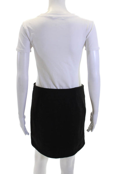 J Crew Womens Button Waist Mini Skirt Black Wool Size Small
