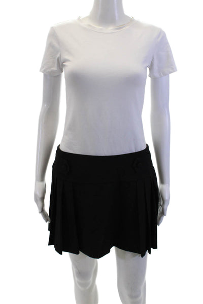 Zara Womens Low Rise Pleated Front A Line Mini Skirt Black Size Medium