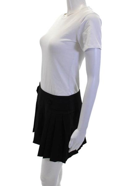 Zara Womens Low Rise Pleated Front A Line Mini Skirt Black Size Medium