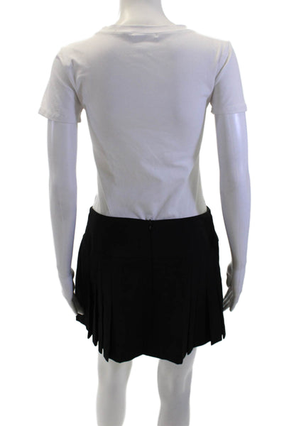 Zara Womens Low Rise Pleated Front A Line Mini Skirt Black Size Medium