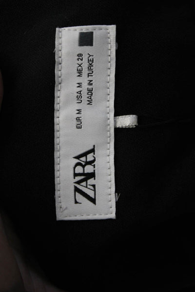 Zara Womens Low Rise Pleated Front A Line Mini Skirt Black Size Medium