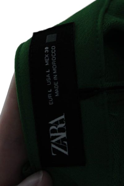 Zara Womens Pleated Front Mini Skort Green Size Large