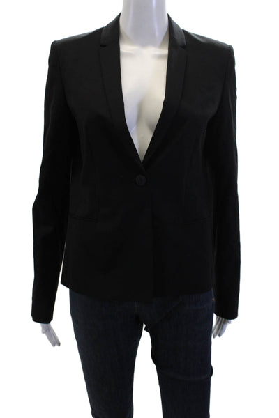 Elie Tahari Womens Wool Long Sleeve One Button Blazer Jacket Black Size 4