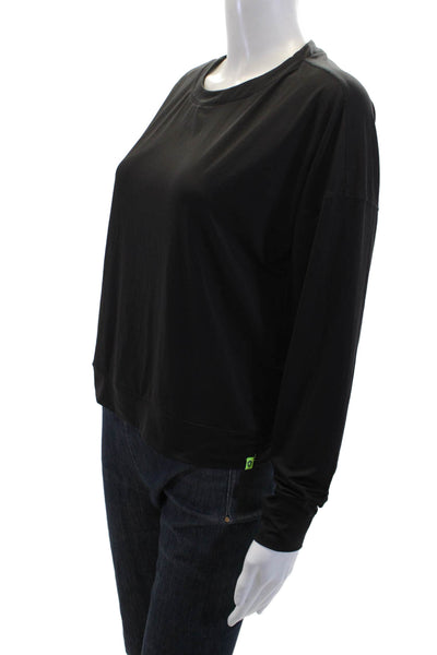 Lucky In Love Womens Long Sleeve Round Neck Pullover Shirt Black Size 0-2