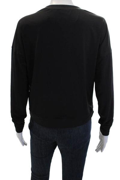 Lucky In Love Womens Long Sleeve Round Neck Pullover Shirt Black Size 0-2