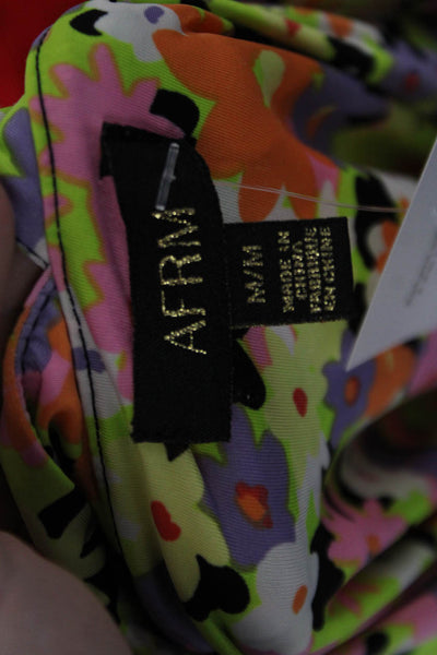 AFRM Womens Floral Halter Neck Sleeveless Mini Dress Green Multi Size M
