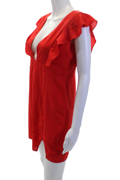 Superdown Womens Ruffle Detail V-neck Sleeveless Mini Dress Red Size M