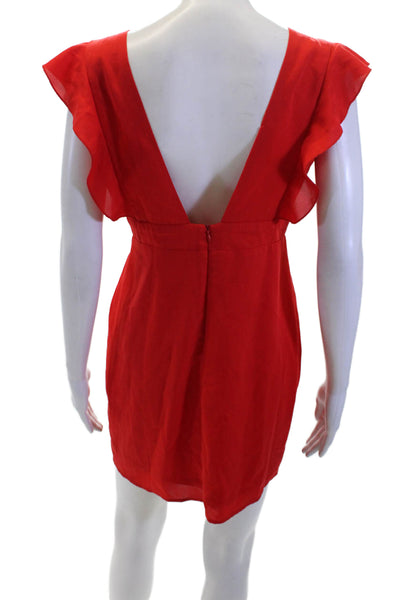 Superdown Womens Ruffle Detail V-neck Sleeveless Mini Dress Red Size M