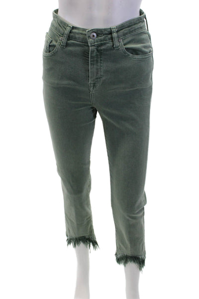 Jonathan Simkhai Women Ankle Cropped Jeans Green High-Rise Size 26