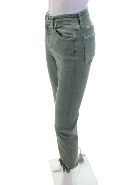 Jonathan Simkhai Women Ankle Cropped Jeans Green High-Rise Size 26