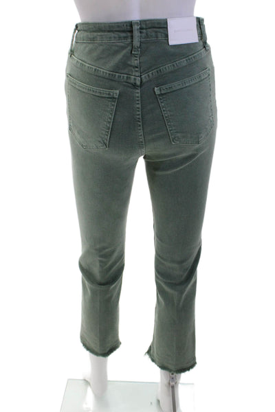 Jonathan Simkhai Women Ankle Cropped Jeans Green High-Rise Size 26