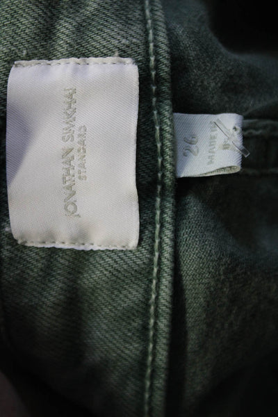 Jonathan Simkhai Women Ankle Cropped Jeans Green High-Rise Size 26